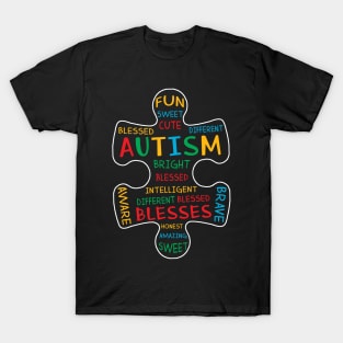 Autism Awareness Shirt Puzzle Piece Words Autistic T-Shirt